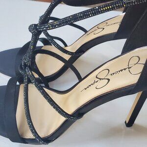 Jessica Simpson Black Double Knotted Beaded Formal Shoes